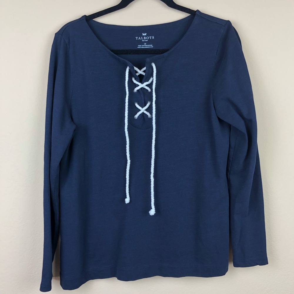 Talbot’s 100% Cotton Nautical Lace- Up Top